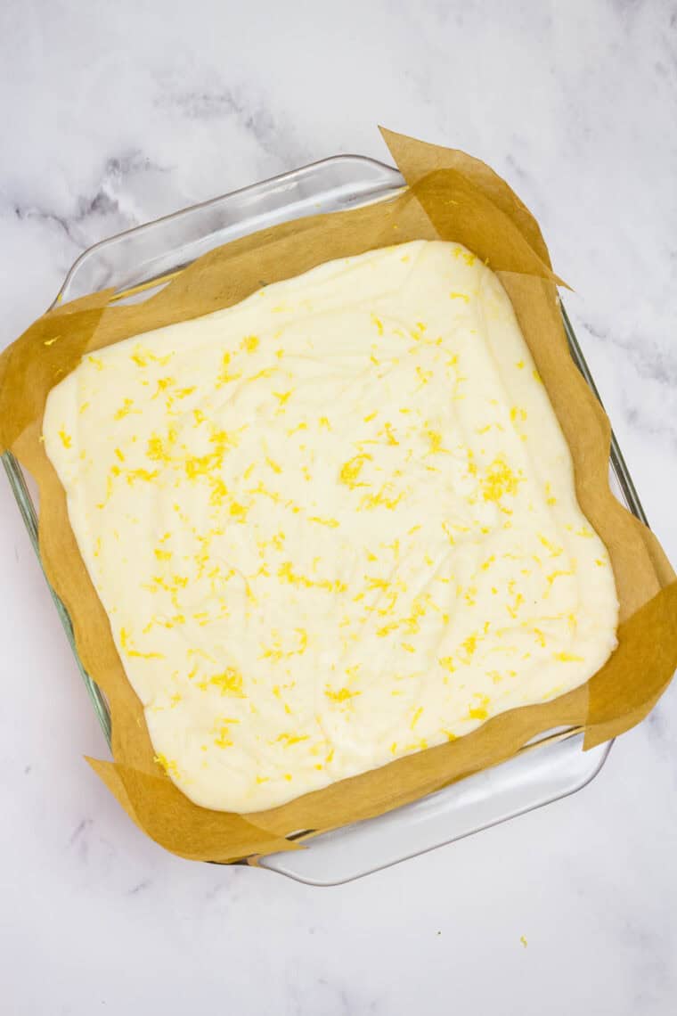 A chilled pan of lemon fudge