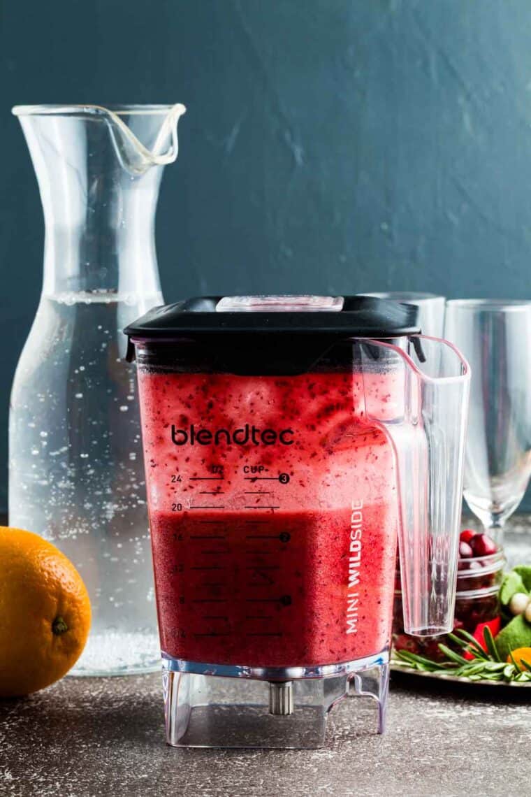 Cranberry puree in a blender.
