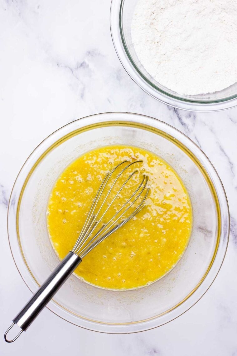 Whisking together wet ingredients