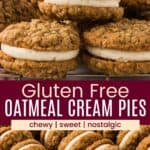 Pinterest graphic with photos of oatmeal cream pies