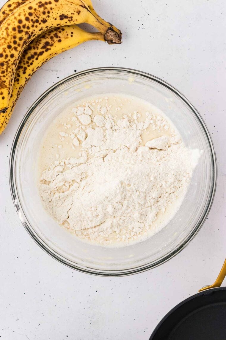 Adding dry ingredients to the wet ingredients