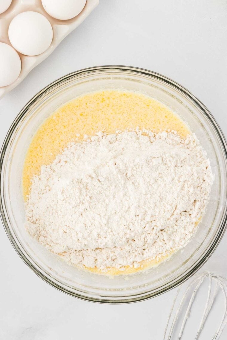 Combining wet and dry waffle batter ingredients