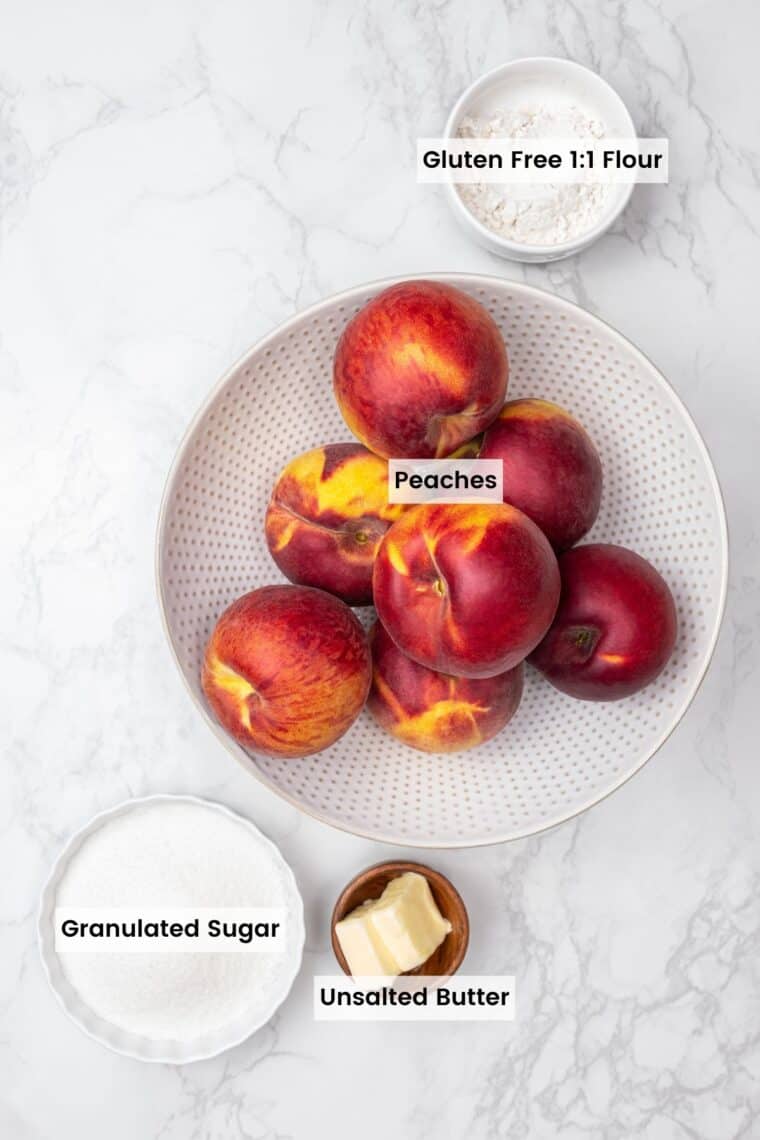 The ingredients for the peach filling with text labels.