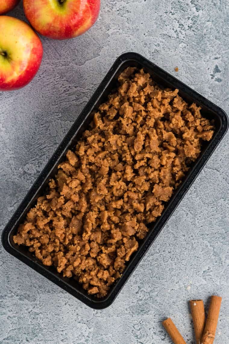 Apple bread in a loaf pan