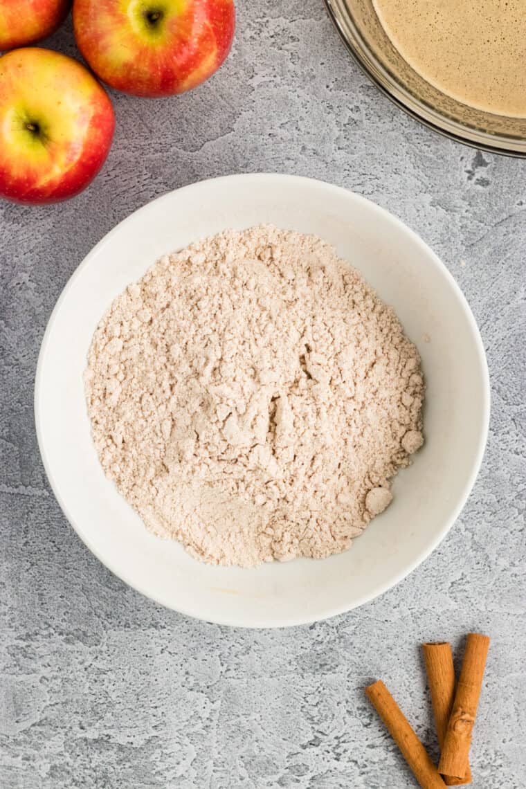 Mixed dry ingredients in a bowl