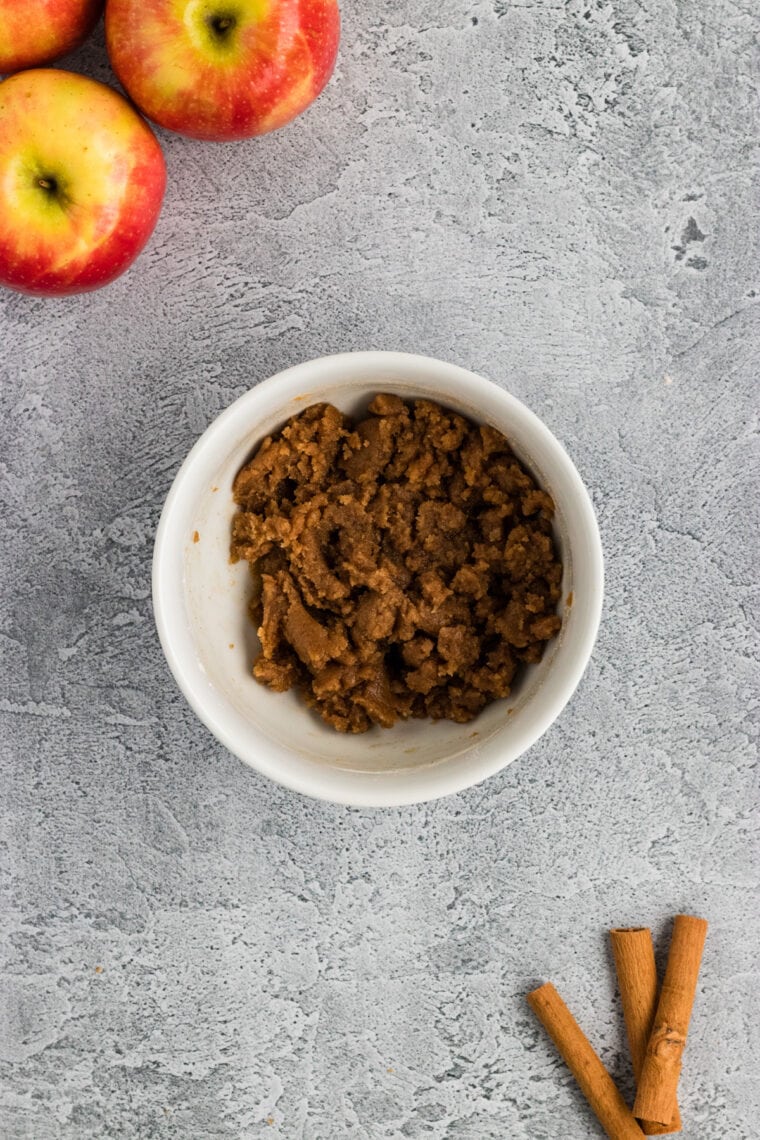 Brown sugar streusel in a bowl