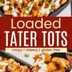 Pinterest graphic of loaded tater tots