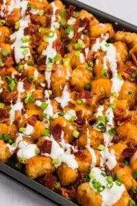 A pan of loaded tater tots