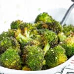 Sesame maple broccoli in an oval serving dish.