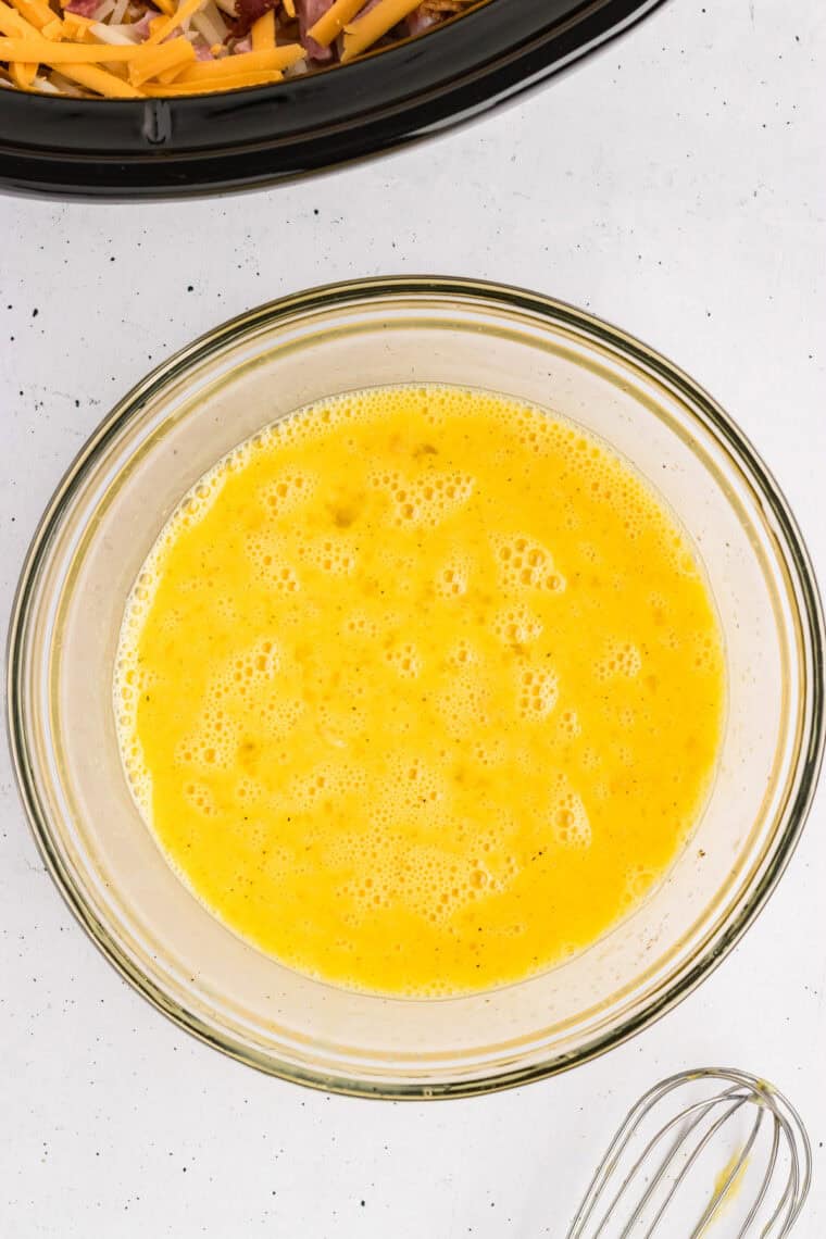 Eggs whisked in a bowl